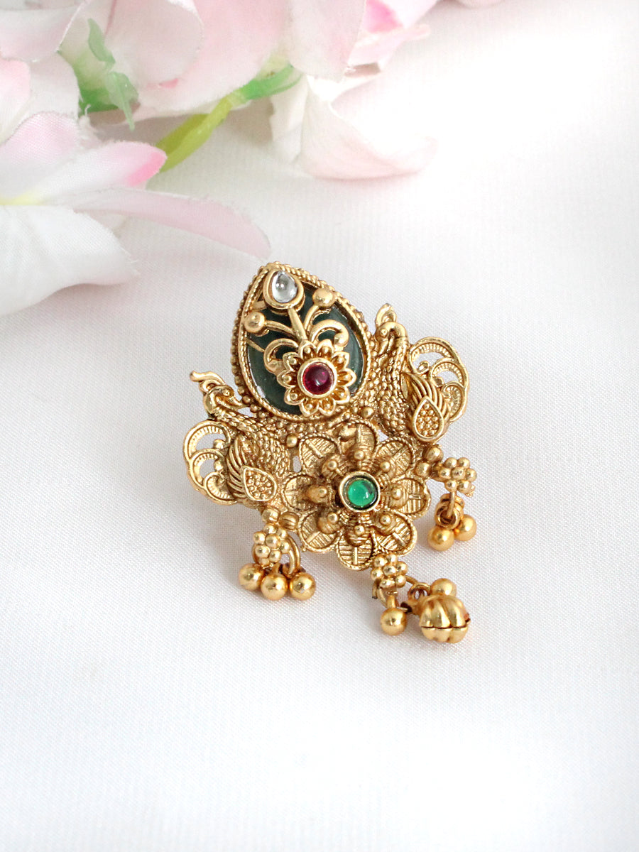 Bhavika Ring Adjustable Designer Rings | Ships Worldwide-Green