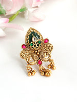 Nirvya Ring Premium Gold Tone Rings for Festive Celebrations-Green