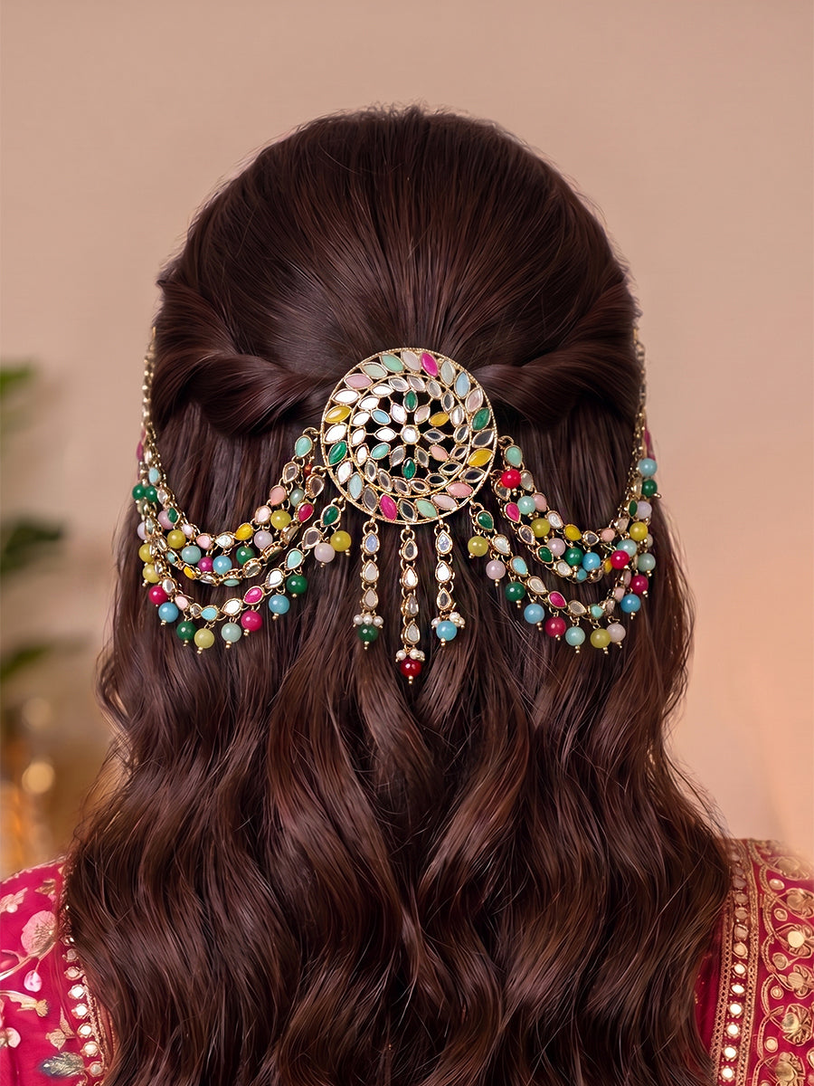 Rasika Mirror Hair Bun Pin-Multicolor