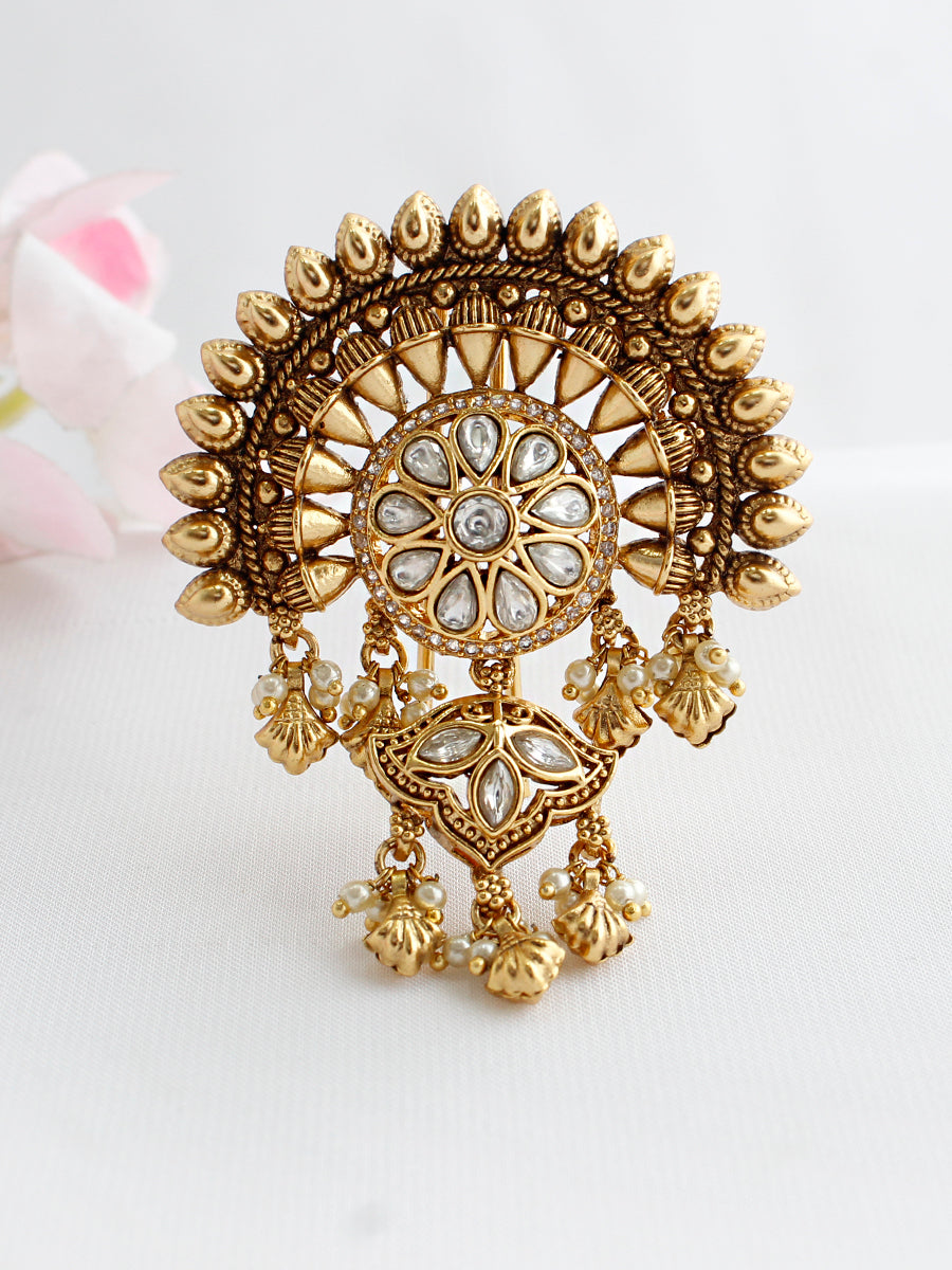 Rashmika Bun Pin Ready-to-Ship Hair Bun Pin for NRI Brides-Gold