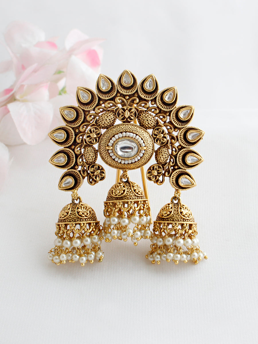Tanvika Hair Bun Pin Gold Plated Bun Pin | Indian Jewelry USA-Gold