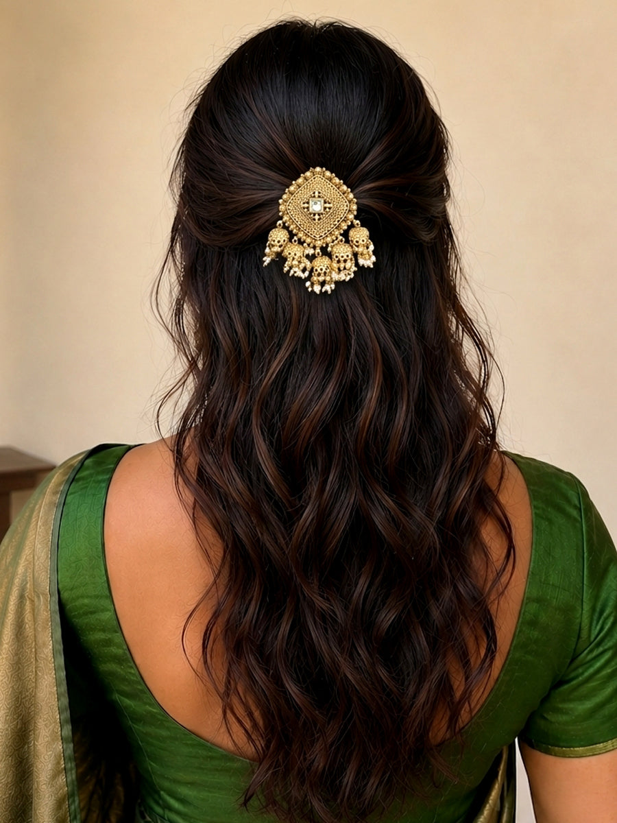 Rivya Hair Bun Pin Traditional Indian Bun Pin for Bridal Styling-Gold