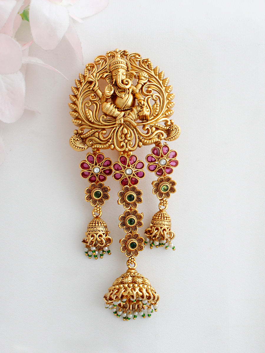 Lord Ganesha Temple Bun Pin Statement Bun Pin for Indian Bridal Hairdos