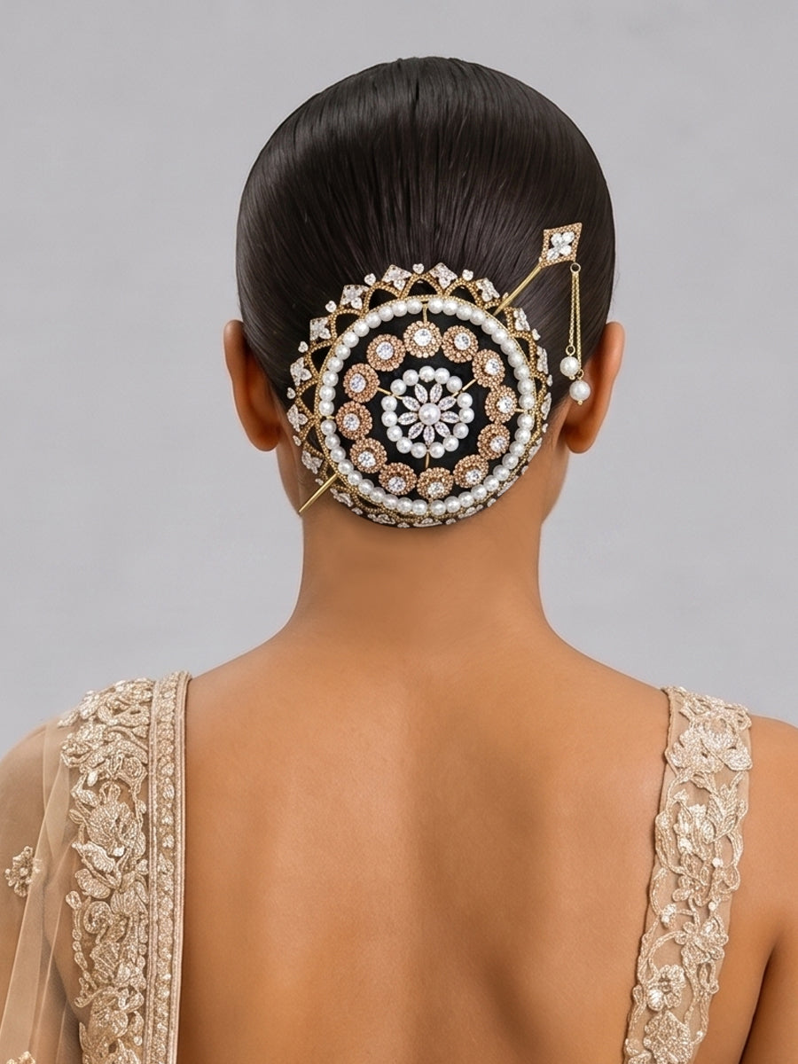 Madhuri Bun Cage With Stick-Gold