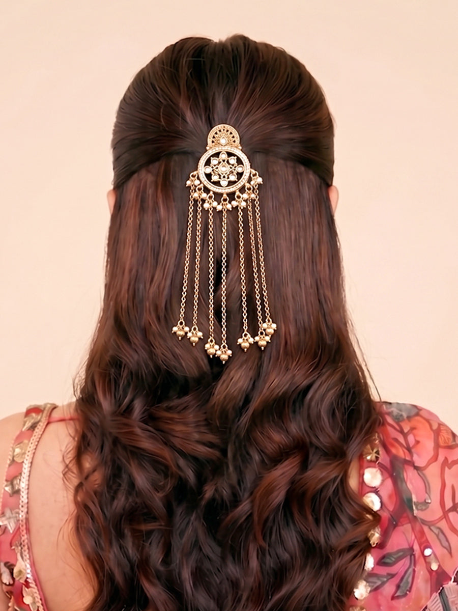 Shivani Hair Bun Pin Decorative Hair Bun Pin for Ethnic Styling-Gold