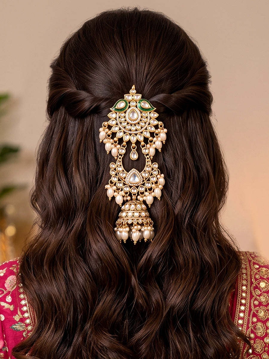 Nitya Hair Bun Pin Statement Bun Pin for Saree & Lehenga Styling-Gold
