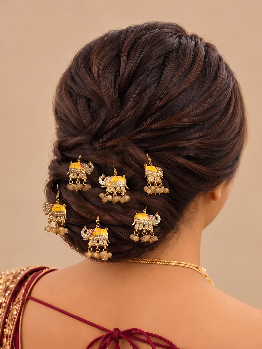 Jivika Bun & Braid Hair Accessory-Yellow