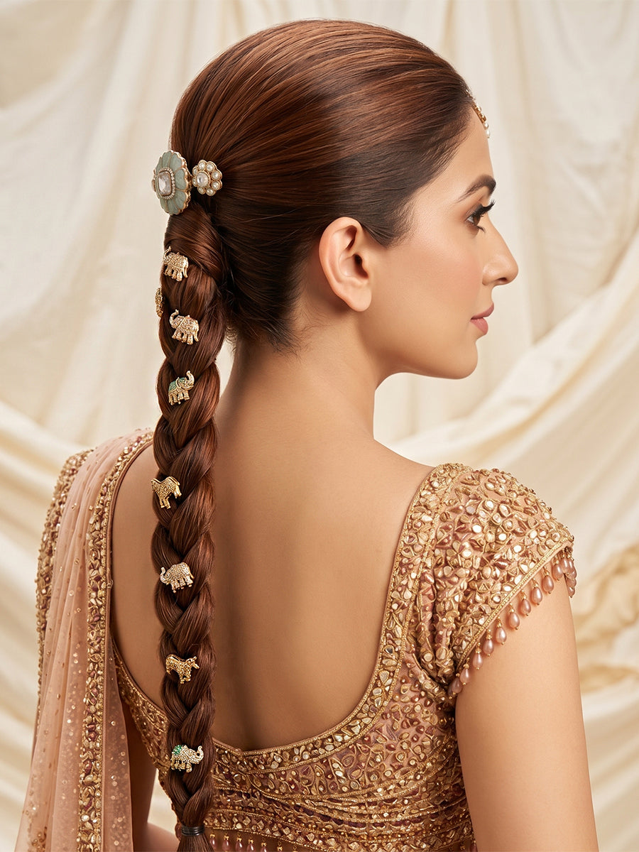 Vamika Bun & Braid Hair Accessory-Mint Green