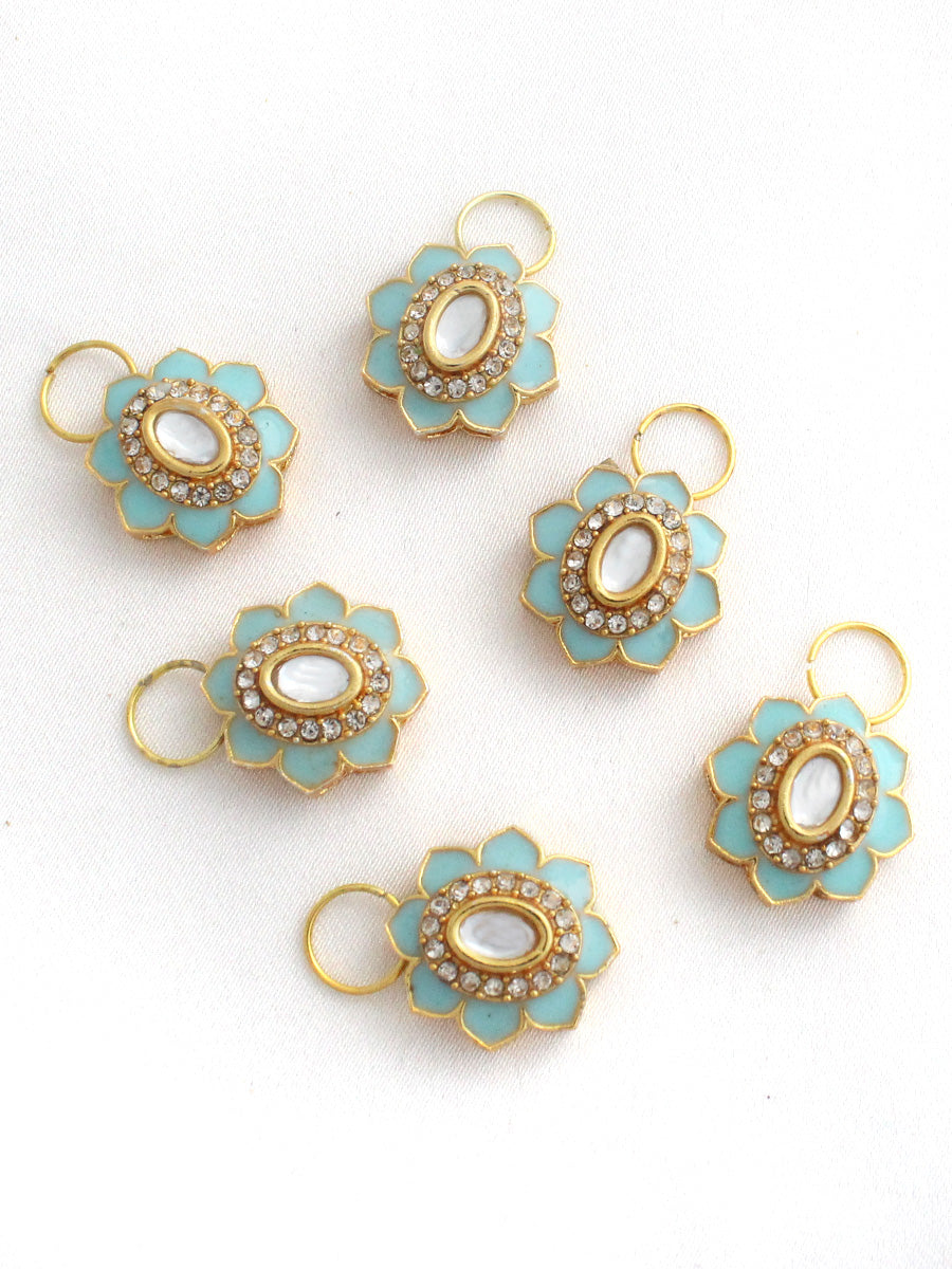 Floral Hair Charms-Aqua