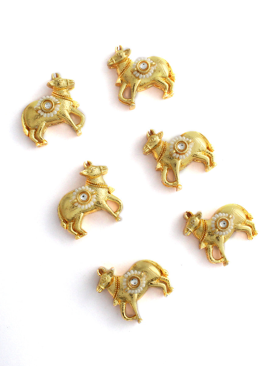 Nandi Cow Hair Charm Pins-Gold