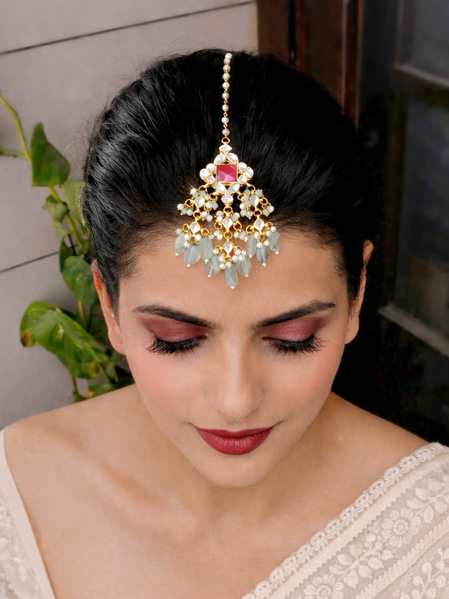 Kiara Maang Tikka South Asian Hair Jewelry for Mehndi & Sangeet