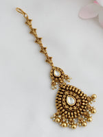 Nandini Maang Tikka South Asian Hair Jewelry for Mehndi & Sangeet-Gold