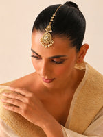 Nandini Maang Tikka South Asian Hair Jewelry for Mehndi & Sangeet-Gold