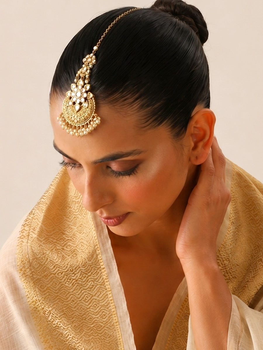 Nandita Maang Tikka Ready Inventory Hair Jewelry Worldwide-Gold