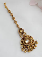 Anusha Maang Tikka Temple Jewelry Hair Accessories with USA Delivery-Gold