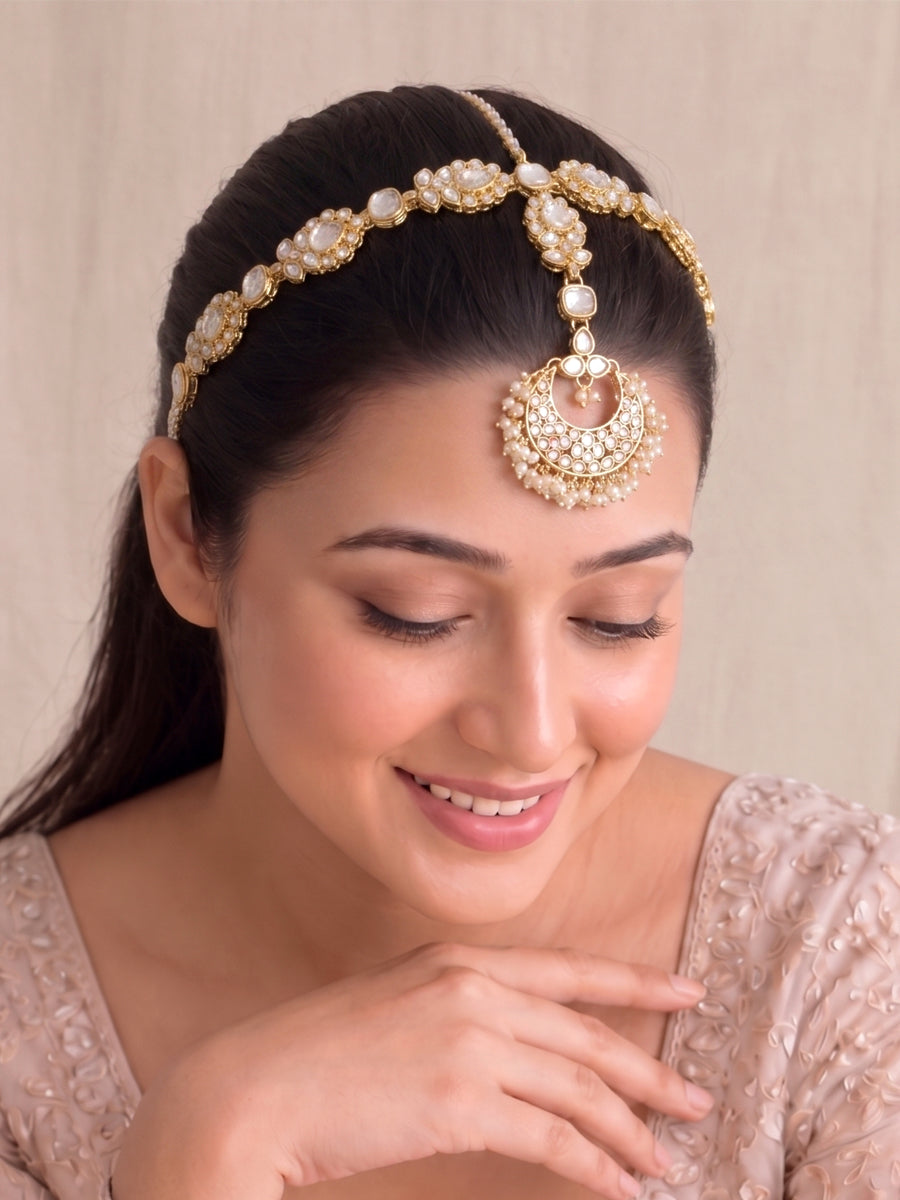 Vaani Head Band with Tikka-Gold