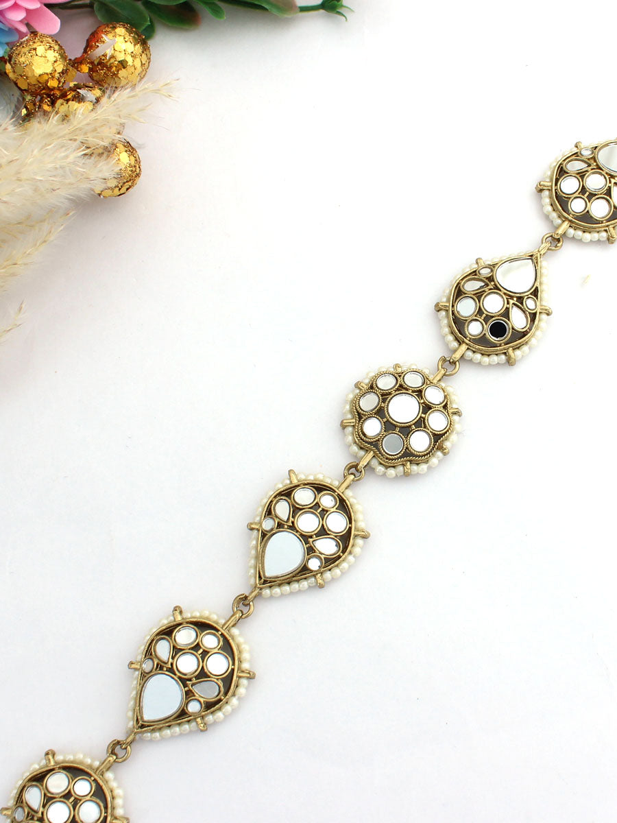 Keesha Mirror Sheeshphool Mathapatti - Gold