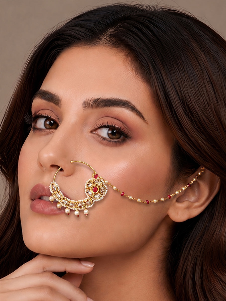Akshita Nose Ring-Red