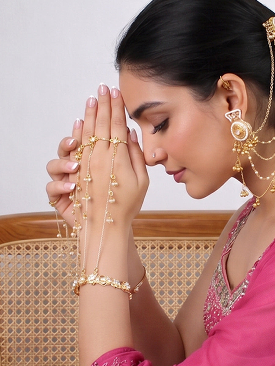 Pragya Hand Harness Bracelet - Gold 