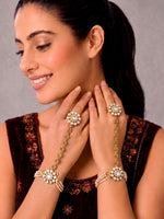 Viabhavi Hand Harness / Hathphool Indian Hathphool Jewelry for Ethnic Styling-Gold