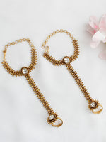 Aabha Hand Harness / Hathphool Indian Hand Jewelry Set for Festive Occasions-Gold