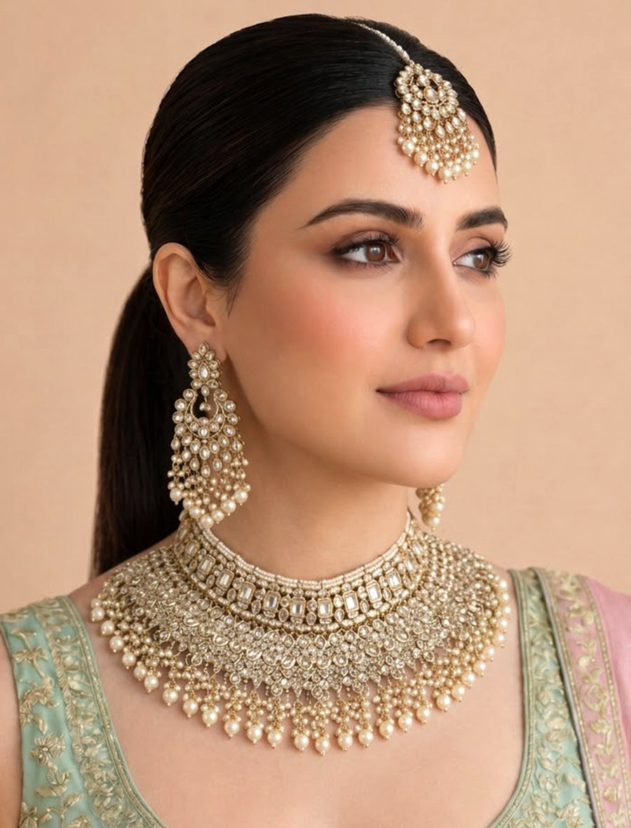 Sehar Necklace Set-Gold