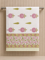 Pink Floral Charm Waffle Cotton Towe Set 