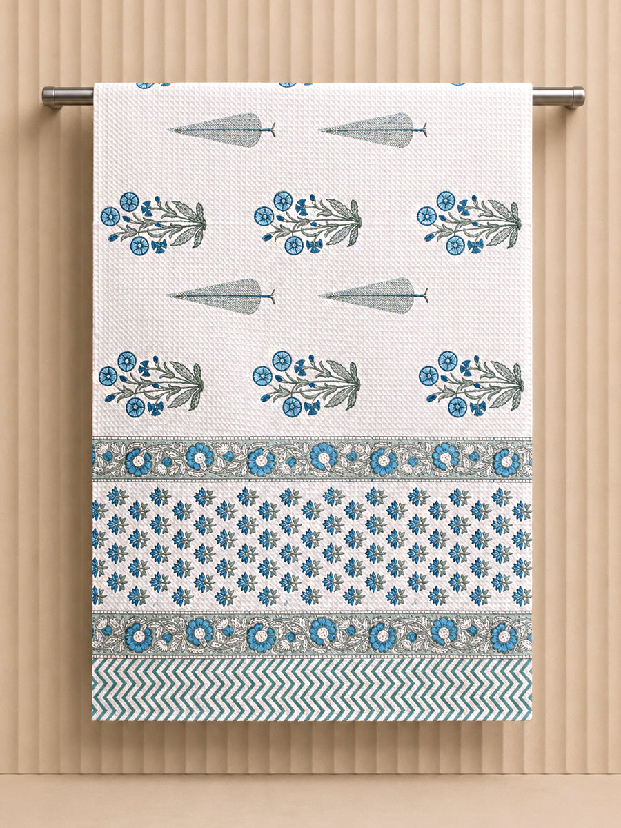 Blue Floral Bliss Hand & Bath Towel Set-Blue
