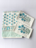Blue Floral Bliss Hand & Bath Towel Set-Blue