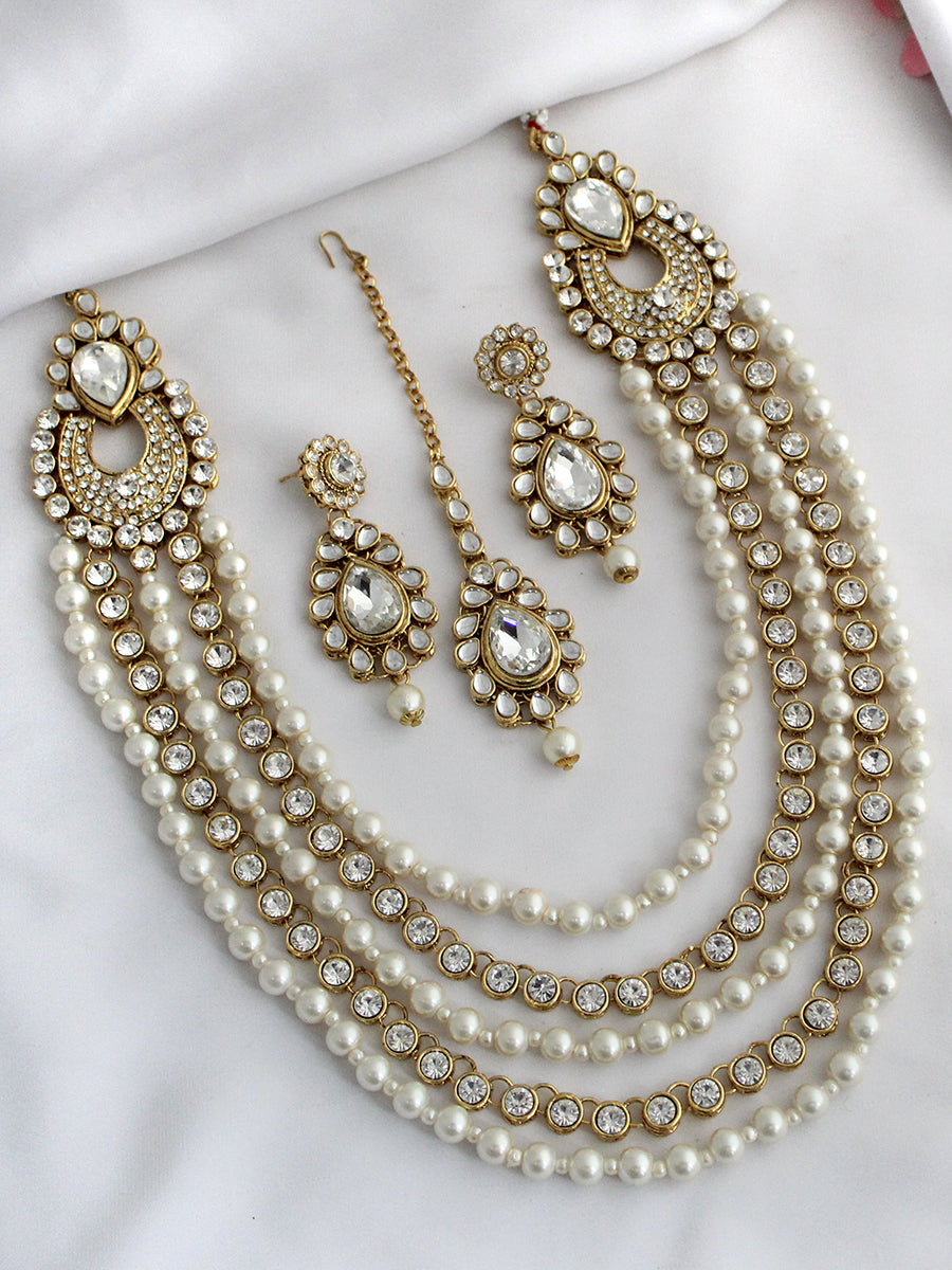 Inakshi Layered Necklace Set-Gold