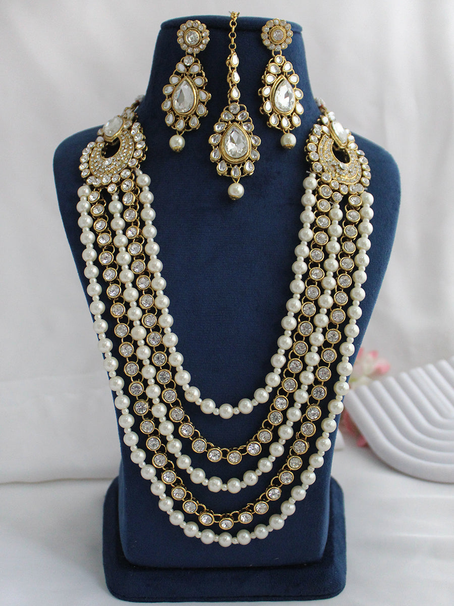 Inakshi Layered Necklace Set-Gold