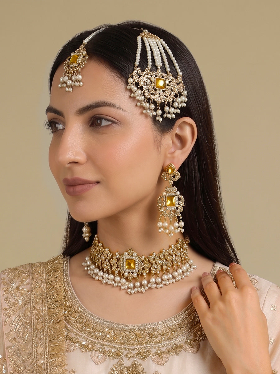 Shabina Necklace Set-Gold