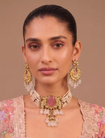 Samakshi Choker Necklace Set-Pink