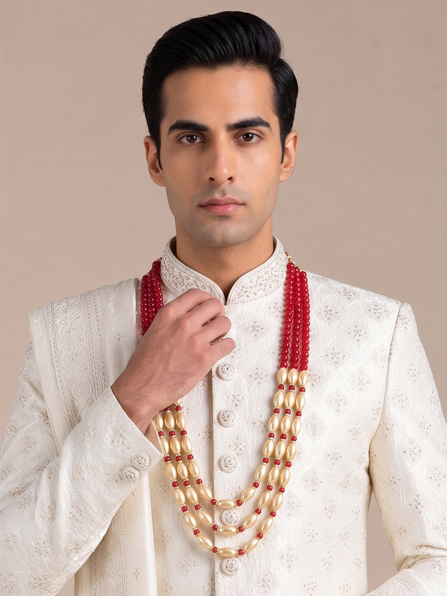 Raghav Groom Necklace-Maroon