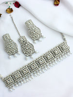 Ruveena Necklace Set-Silver