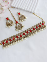 Mahira Necklace Set - Maroon