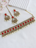 Mahira Necklace Set - Maroon