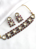 Nivedita Choker Necklace Set-Hot Pink