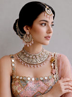 Keesha Mirror Necklace Set-Pastel pink