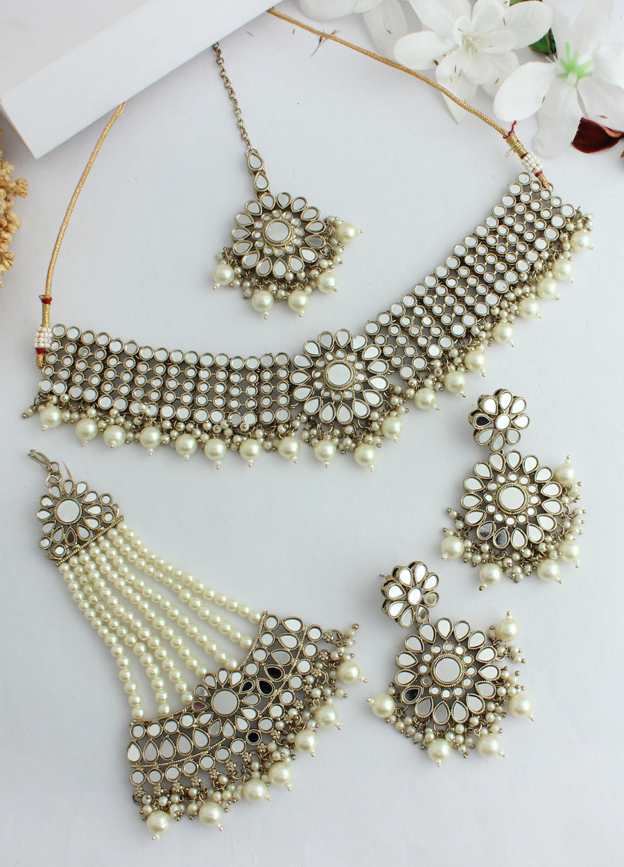 Kangana Mirror Necklace Set Indian Jewelry USA Necklace Set for Women