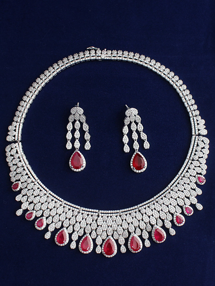 Nysa Necklace Set - Maroon 