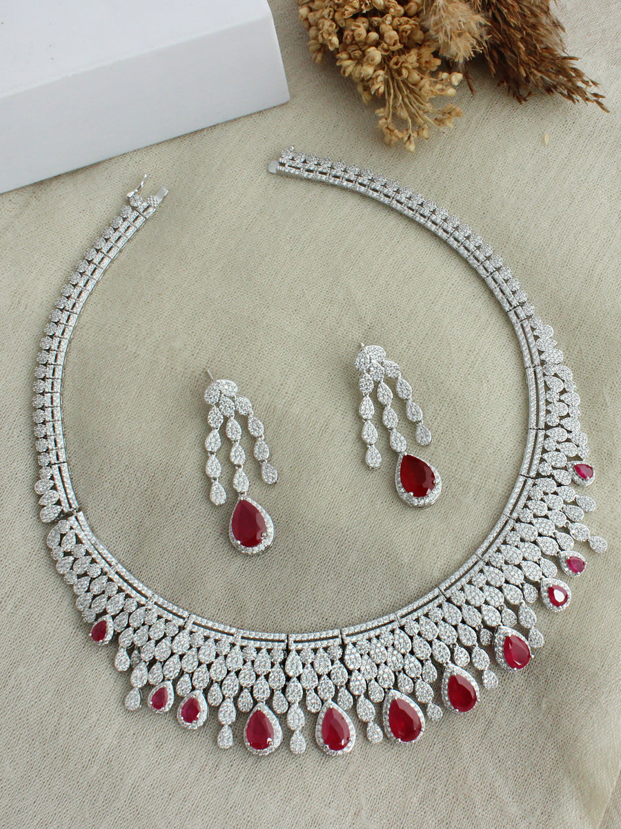 Nysa Necklace Set - Maroon 