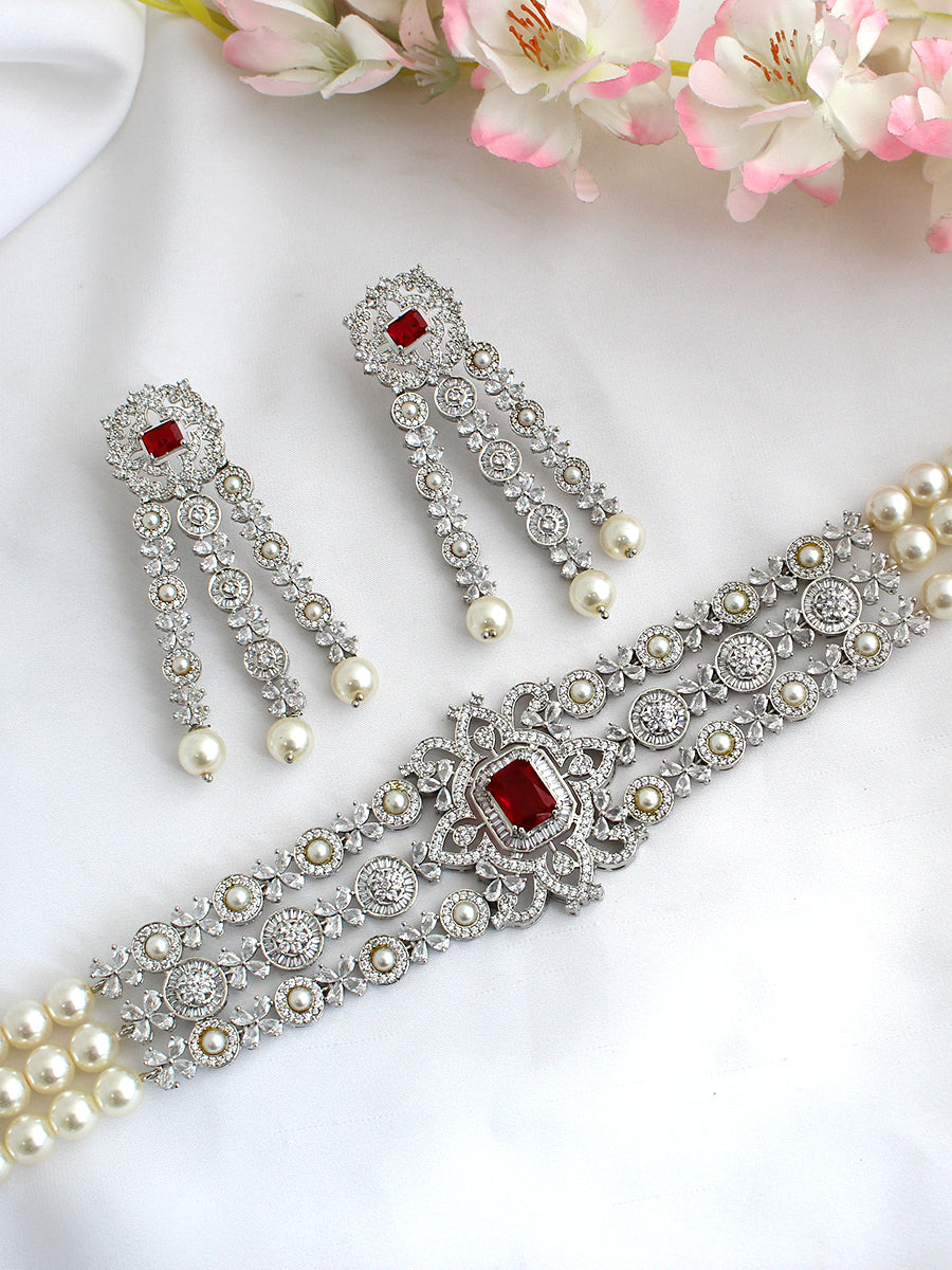 Amsterdam Necklace Set-Maroon