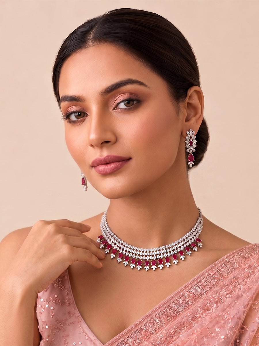 Chicago Necklace Set - Maroon