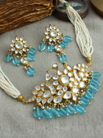 Shyla Choker Necklace Set-Turquoise