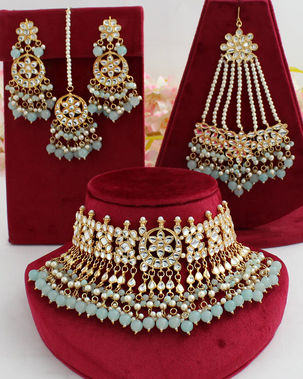 Mehrish Necklace Set - pastel blue
