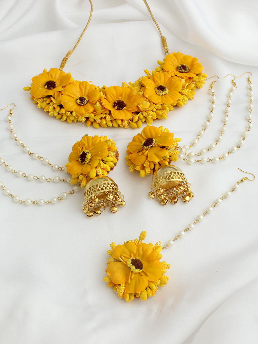 Akansha Floral Necklace Set Indian Choker Necklace Set for Haldi