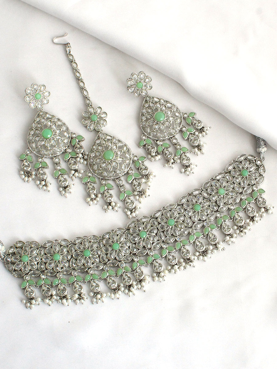 Sonali Necklace Set-Mint Green