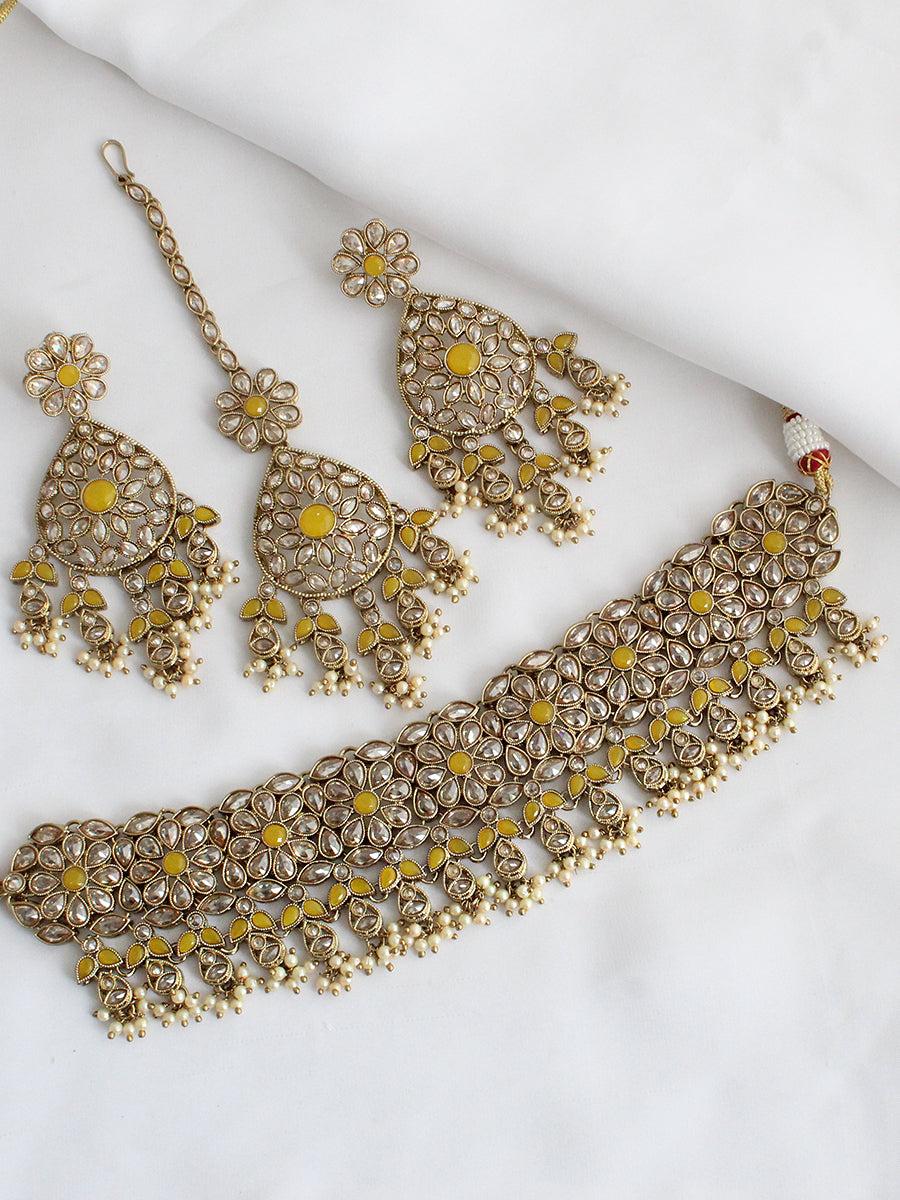 Sonali Necklace Set-Yellow