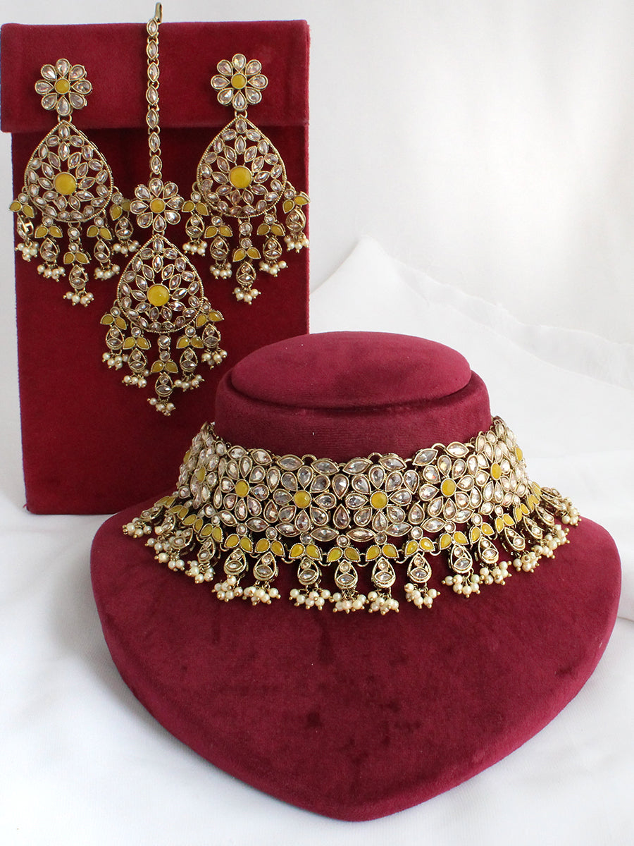 Sonali Necklace Set-Yellow